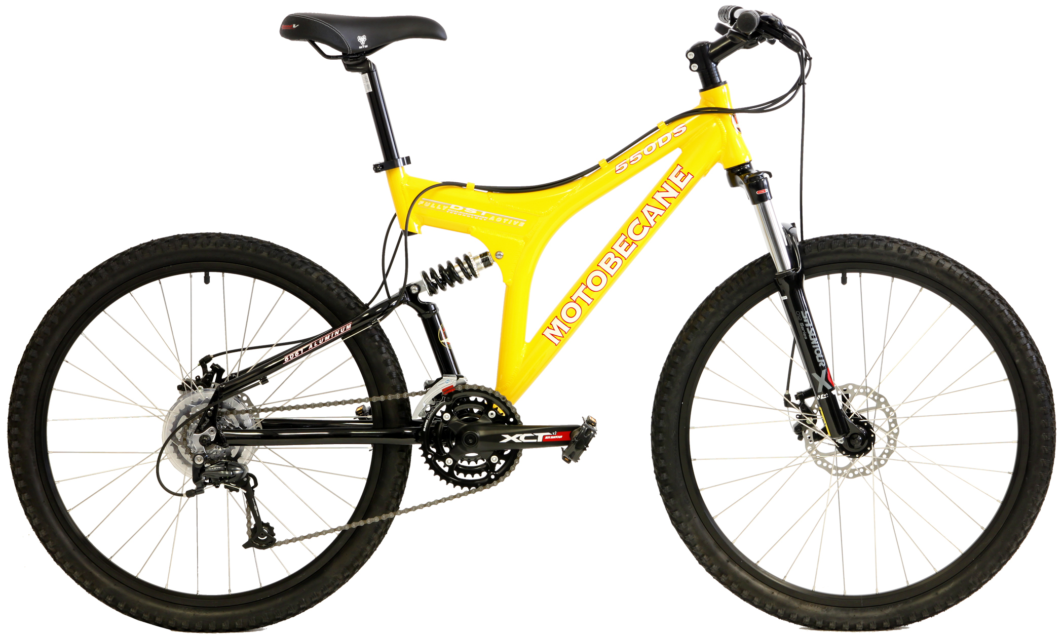 yellow full suspension mountain bike