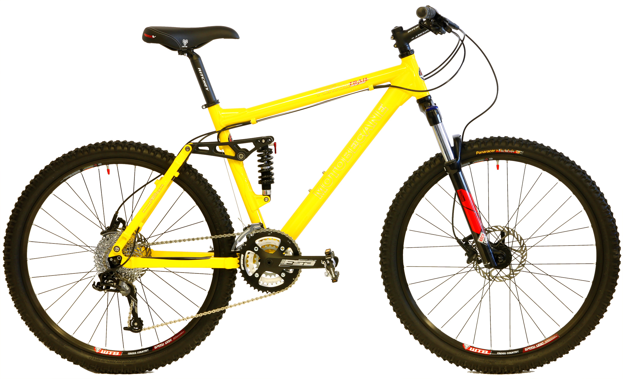 yellow full suspension mountain bike
