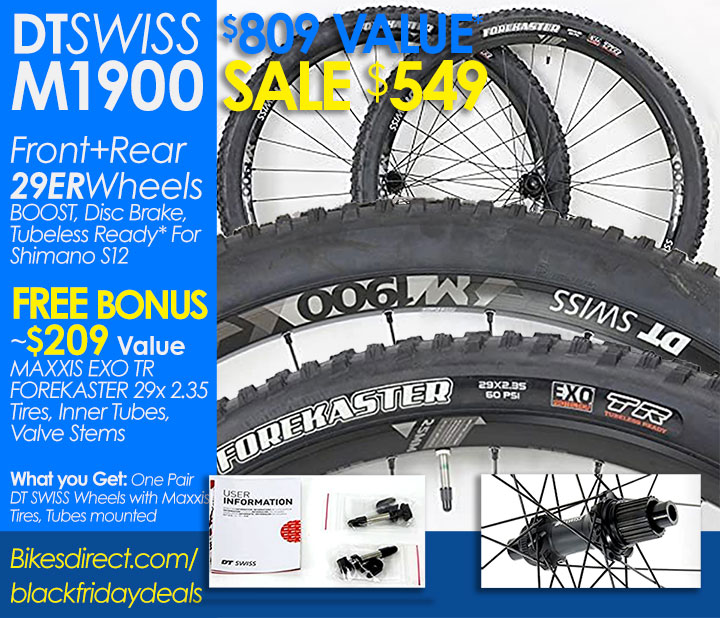 DT SWISS Aluminum Rim Disc Brake Wheelset,  Shimano Disc Hub Mountain Bike Wheelsets Plus FREE Pro Level MAXXIS ForeKaster EXO TR 29er Tires 