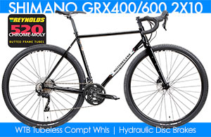 HighGrade Steel Motobecane Gravel Bikes
Hydraulic Disc Brakes, Gravel Specific Shimano GRX400 2X10Spd, MAXXIS   Tires