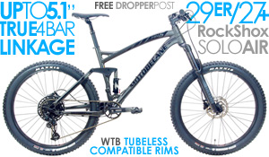 Save Up to 60% Off 27.5 650b Mountain Bikes Equipped with Shimano or SRAM,  Rockshox Forks, Titanium and more
