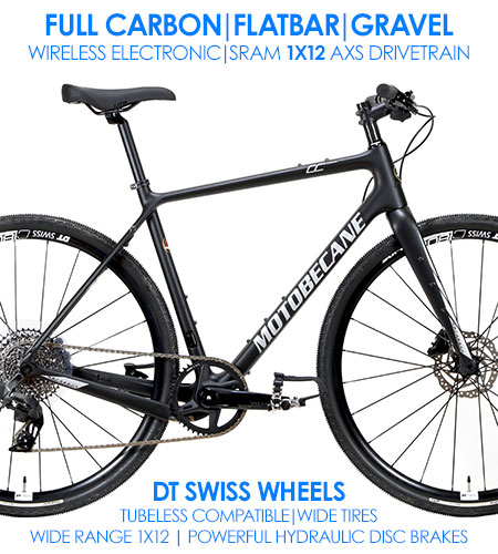 SRAM 1X12 AXS WIRELESS SHIFTING
TOP RATED FULL CARBON, FLATBAR ROAD w/WIDE TIRES
1X12 SPEED, DT SWISS TUBELESS COMPAT WHEELS
COMPARE $3999 NOW $1999+FREE SHIP48
SHOP NOW